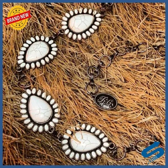 Large Western Concho Metal Belt Adjustable Chain Lobster Clasp - Picture 4 of 8